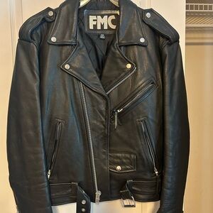 Black Leather Biker Jacket for Men